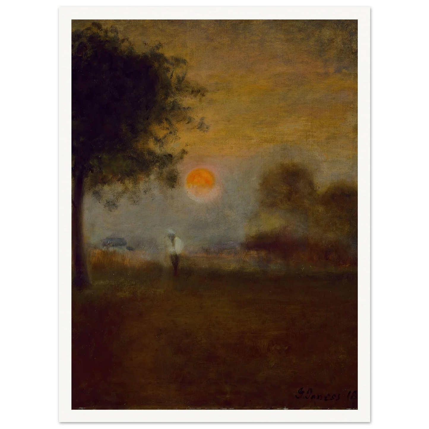 Moonrise (1891) Art Print | George Inness - Framed Poster - 30x40 cm / 12x16″ - Black frame
