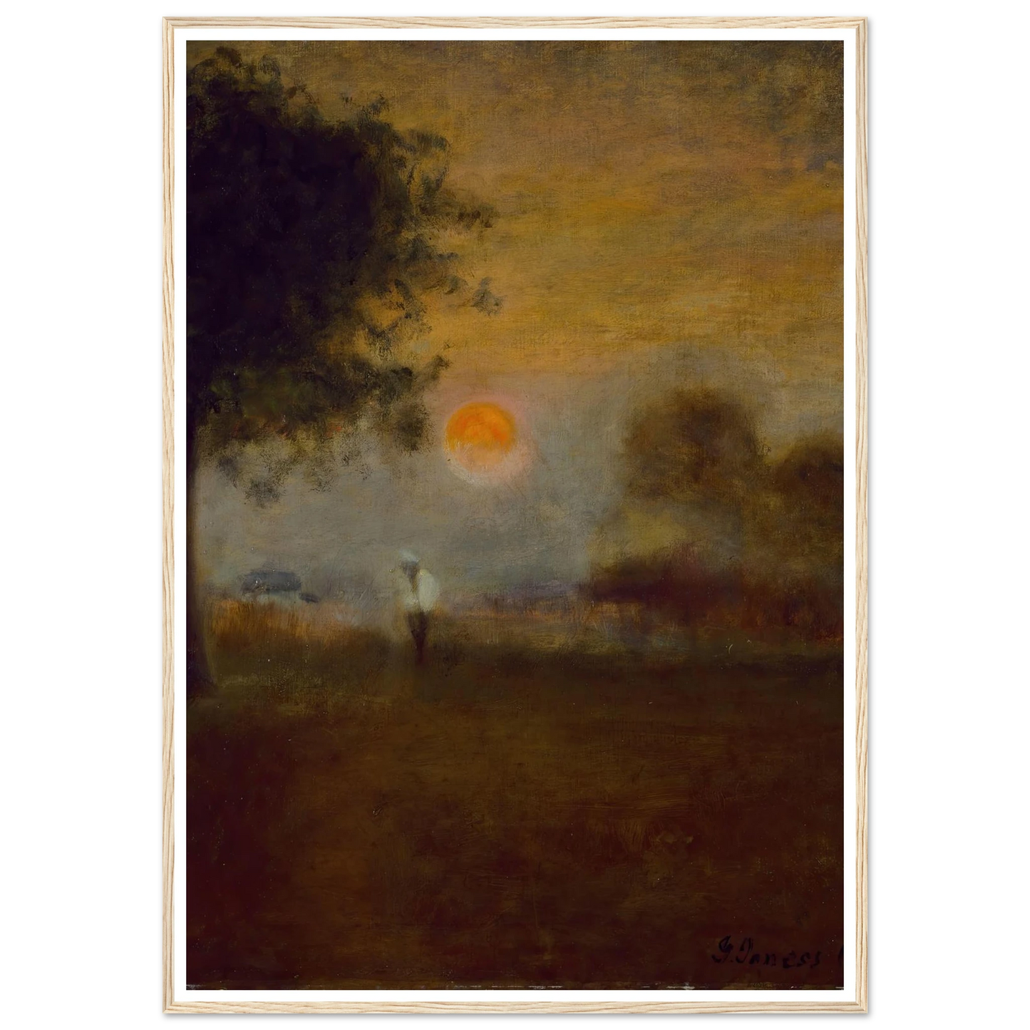Moonrise (1891) Art Print | George Inness - Framed Poster - 30x40 cm / 12x16″ - Black frame