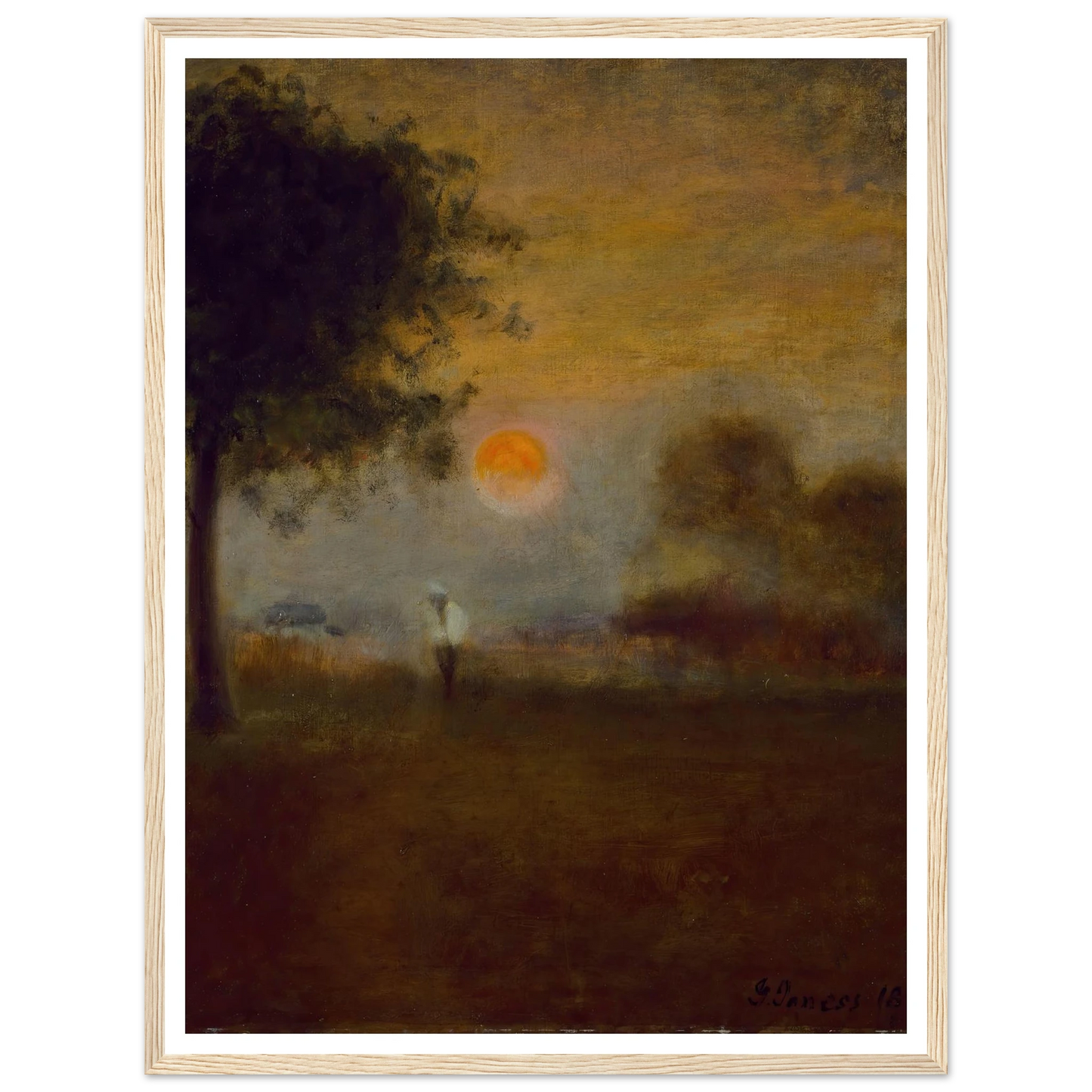 Moonrise (1891) Art Print | George Inness - Framed Poster - 30x40 cm / 12x16″ - Black frame