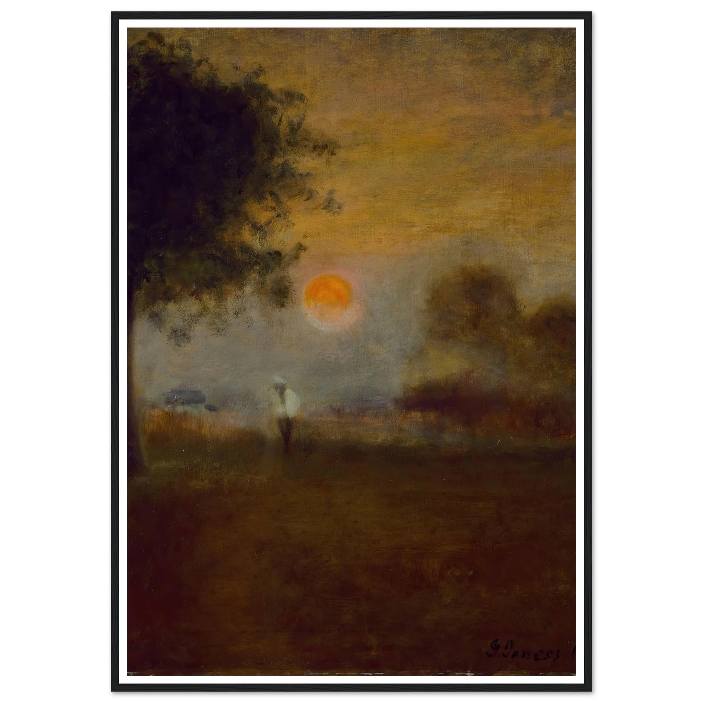 Moonrise (1891) Art Print | George Inness - Framed Poster - 30x40 cm / 12x16″ - Black frame