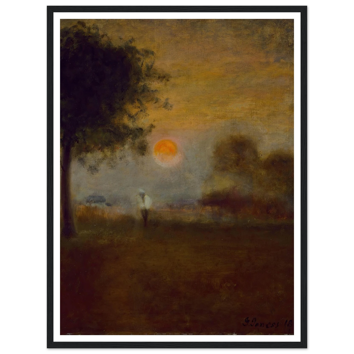 Moonrise (1891) Art Print | George Inness - Framed Poster - 30x40 cm / 12x16″ - Black frame