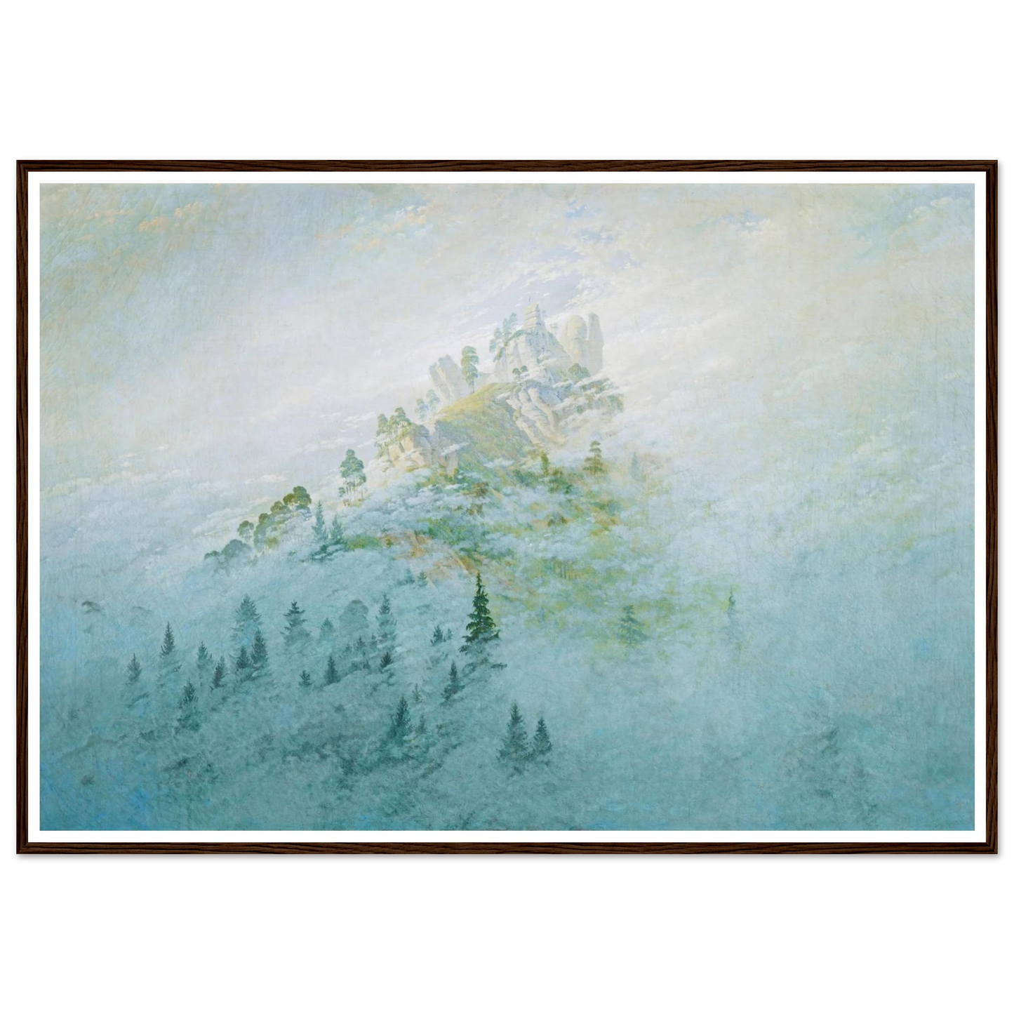 Morgennebel im Gebirge Art Print | Caspar David Friedrich - Framed Poster - 30x40 cm / 12x16″ - Black frame