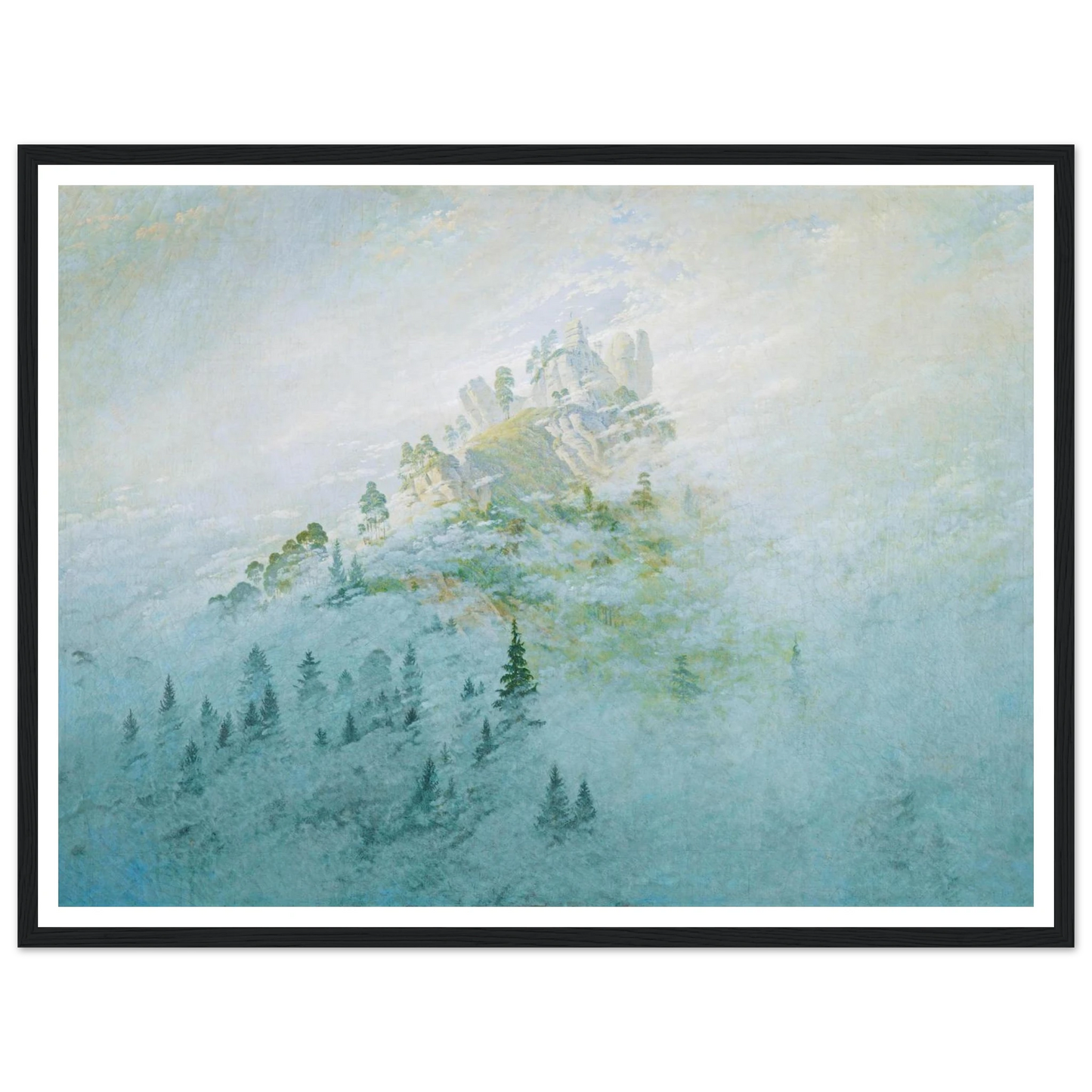 Morgennebel im Gebirge Art Print | Caspar David Friedrich - Framed Poster - 30x40 cm / 12x16″ - Black frame