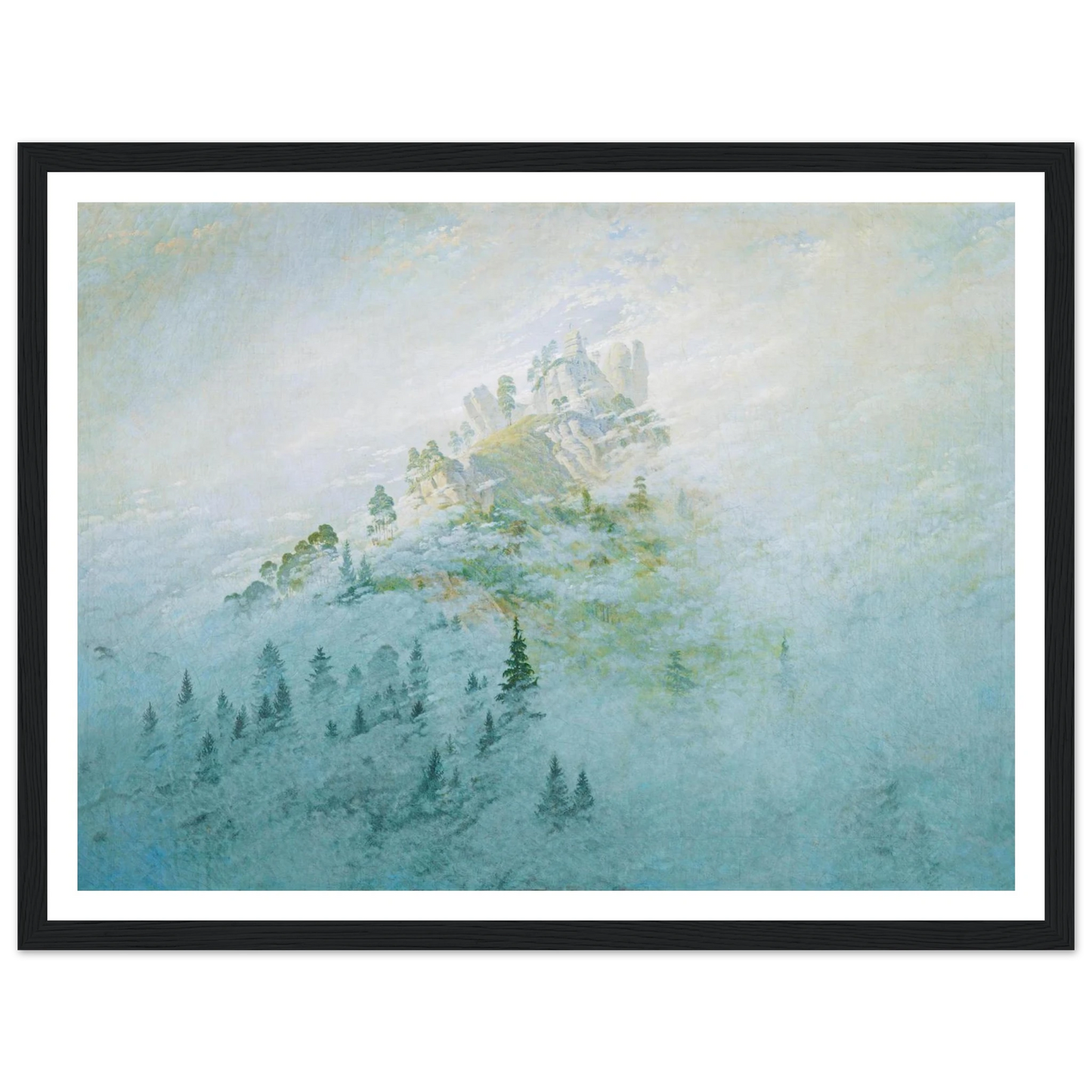 Morgennebel im Gebirge Art Print | Caspar David Friedrich - Framed Poster - 30x40 cm / 12x16″ - Black frame