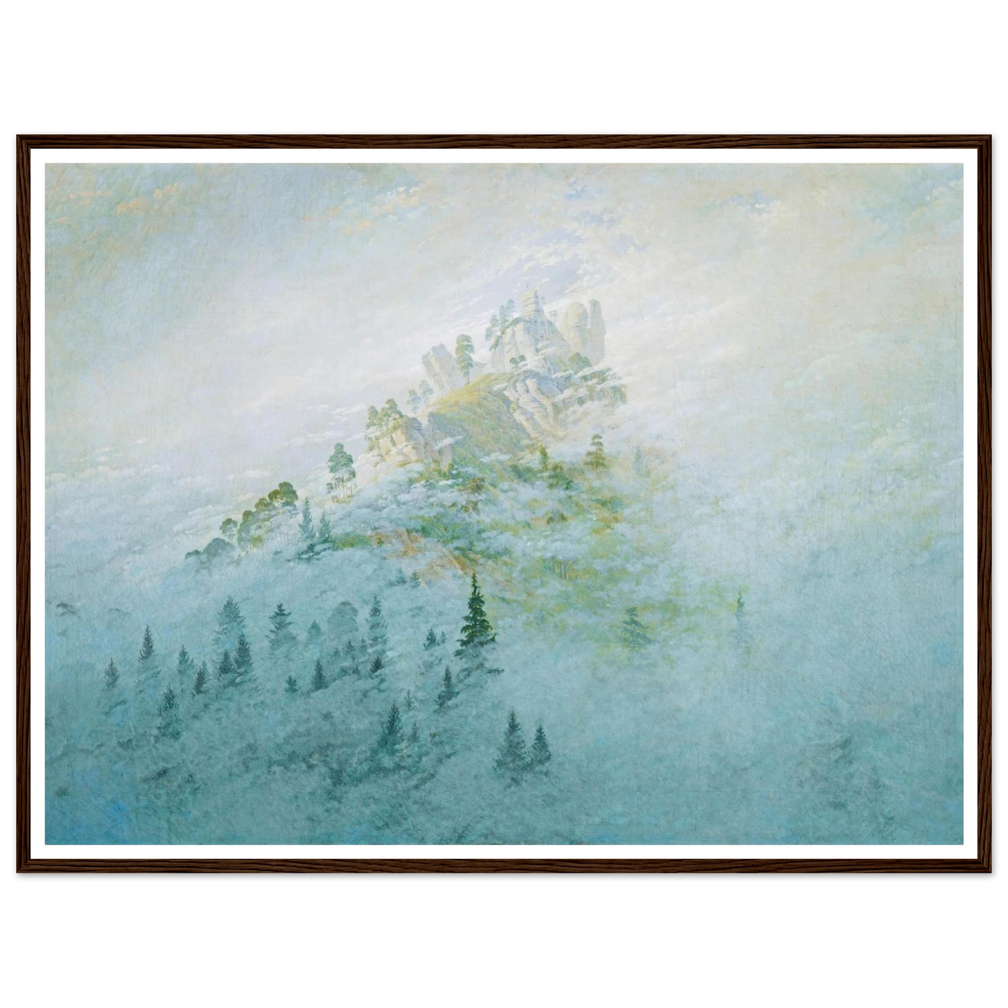 Morgennebel im Gebirge Art Print | Caspar David Friedrich - Framed Poster - 30x40 cm / 12x16″ - Black frame
