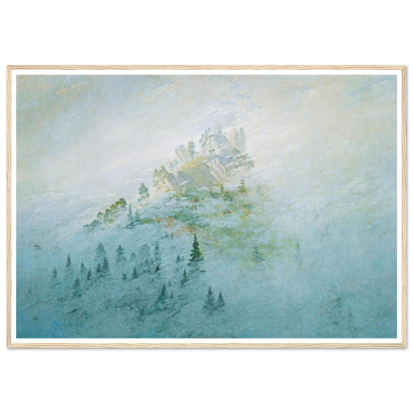 Morgennebel im Gebirge Art Print | Caspar David Friedrich - Framed Poster - 30x40 cm / 12x16″ - Black frame