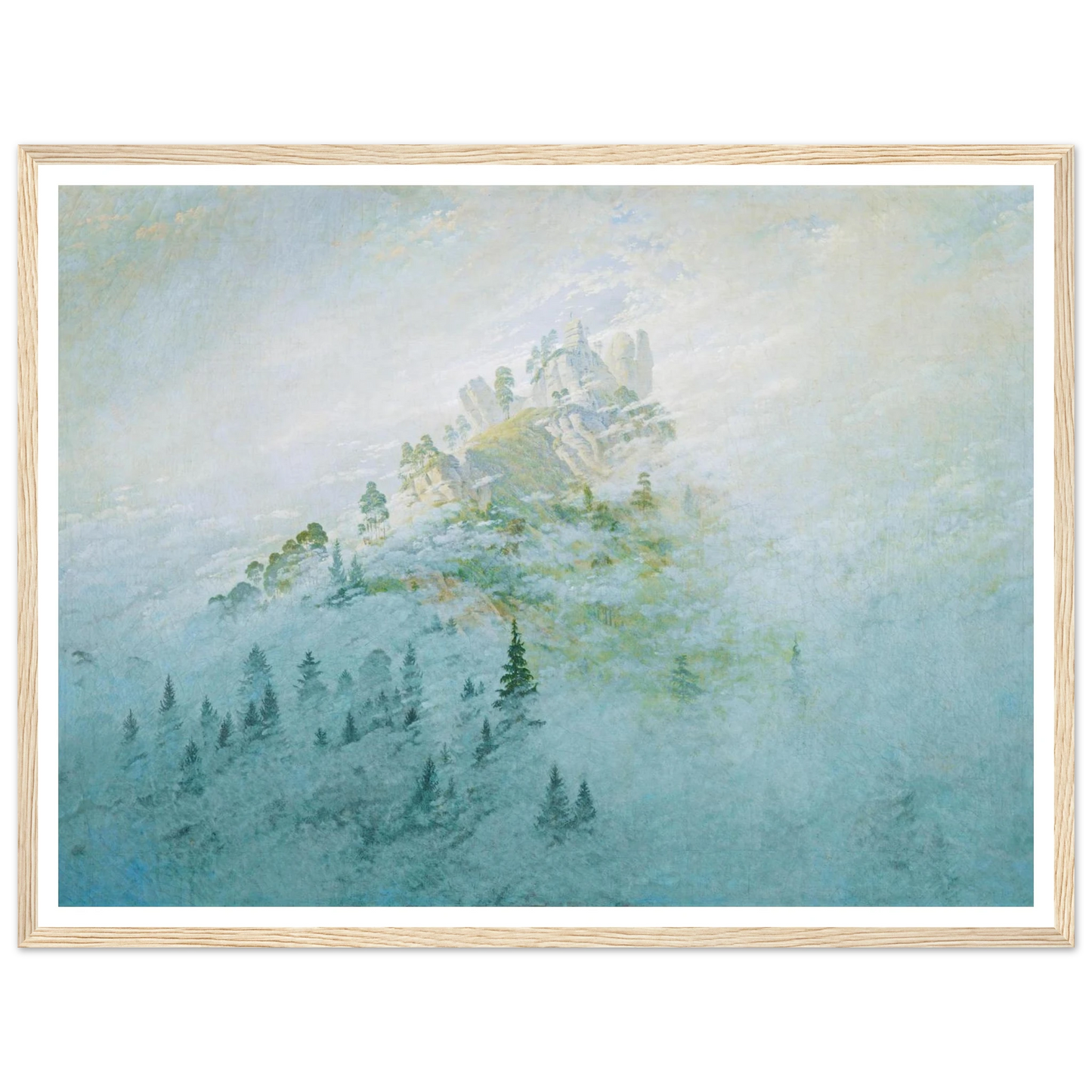 Morgennebel im Gebirge Art Print | Caspar David Friedrich - Framed Poster - 30x40 cm / 12x16″ - Black frame