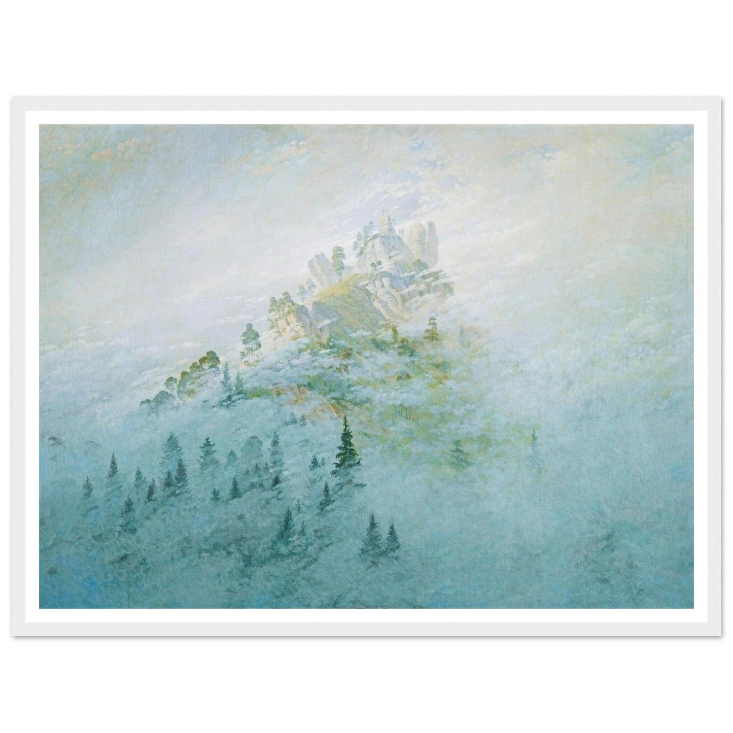 Morgennebel im Gebirge Art Print | Caspar David Friedrich - Framed Poster - 30x40 cm / 12x16″ - Black frame