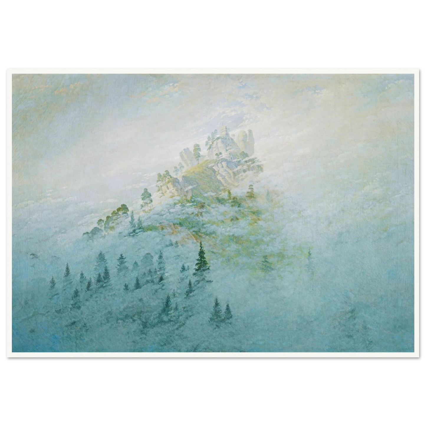 Morgennebel im Gebirge Art Print | Caspar David Friedrich - Framed Poster - 30x40 cm / 12x16″ - Black frame