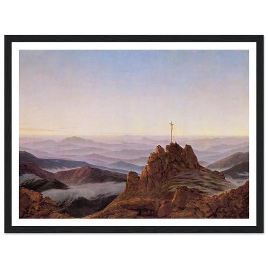 Morning in the Riesengebirge Art Print | Caspar David Friedrich - Framed Poster - 30x40 cm / 12x16″ - Black frame