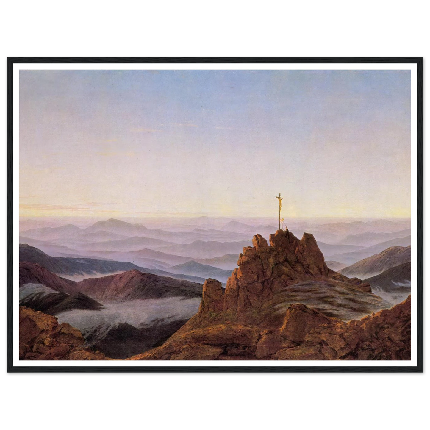Morning in the Riesengebirge Art Print | Caspar David Friedrich - Framed Poster - 30x40 cm / 12x16″ - Black frame