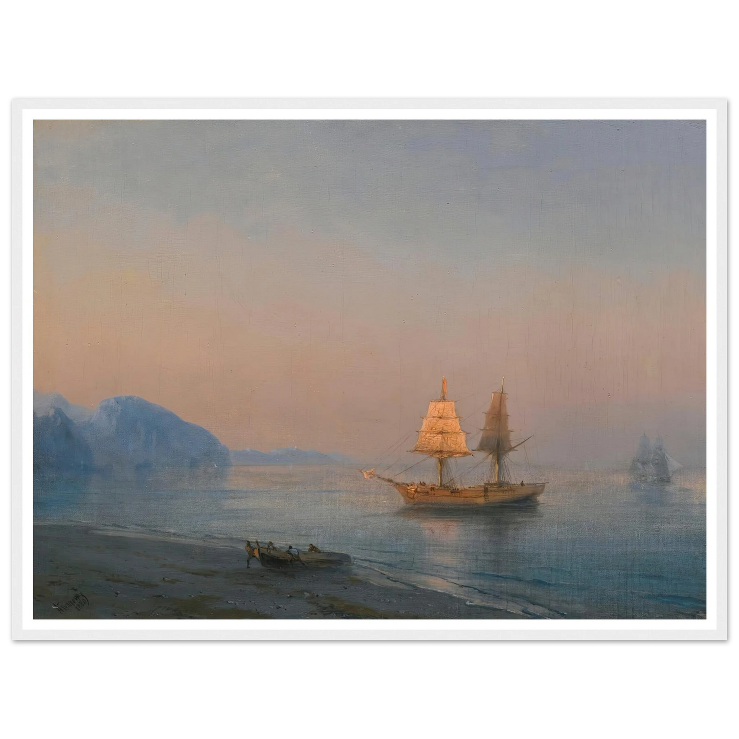 Morning In Yalta (1880) Art Print | Ivan Konstantinovich Aivazovsky - Framed Poster - 30x40 cm / 12x16″ - Black frame