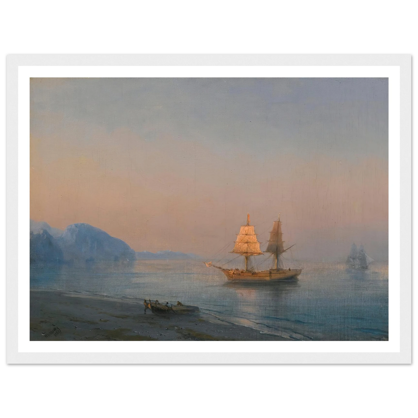 Morning In Yalta (1880) Art Print | Ivan Konstantinovich Aivazovsky - Framed Poster - 30x40 cm / 12x16″ - Black frame