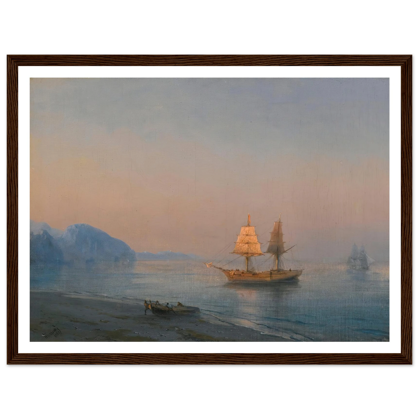Morning In Yalta (1880) Art Print | Ivan Konstantinovich Aivazovsky - Framed Poster - 30x40 cm / 12x16″ - Black frame