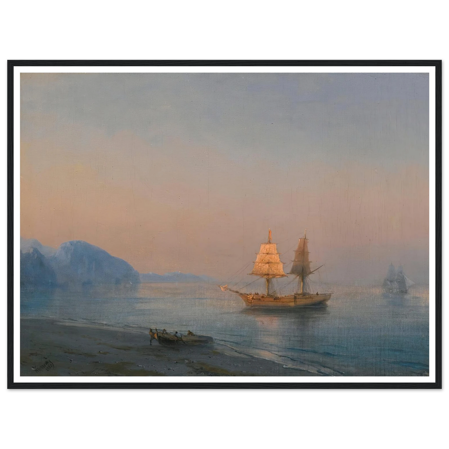 Morning In Yalta (1880) Art Print | Ivan Konstantinovich Aivazovsky - Framed Poster - 30x40 cm / 12x16″ - Black frame