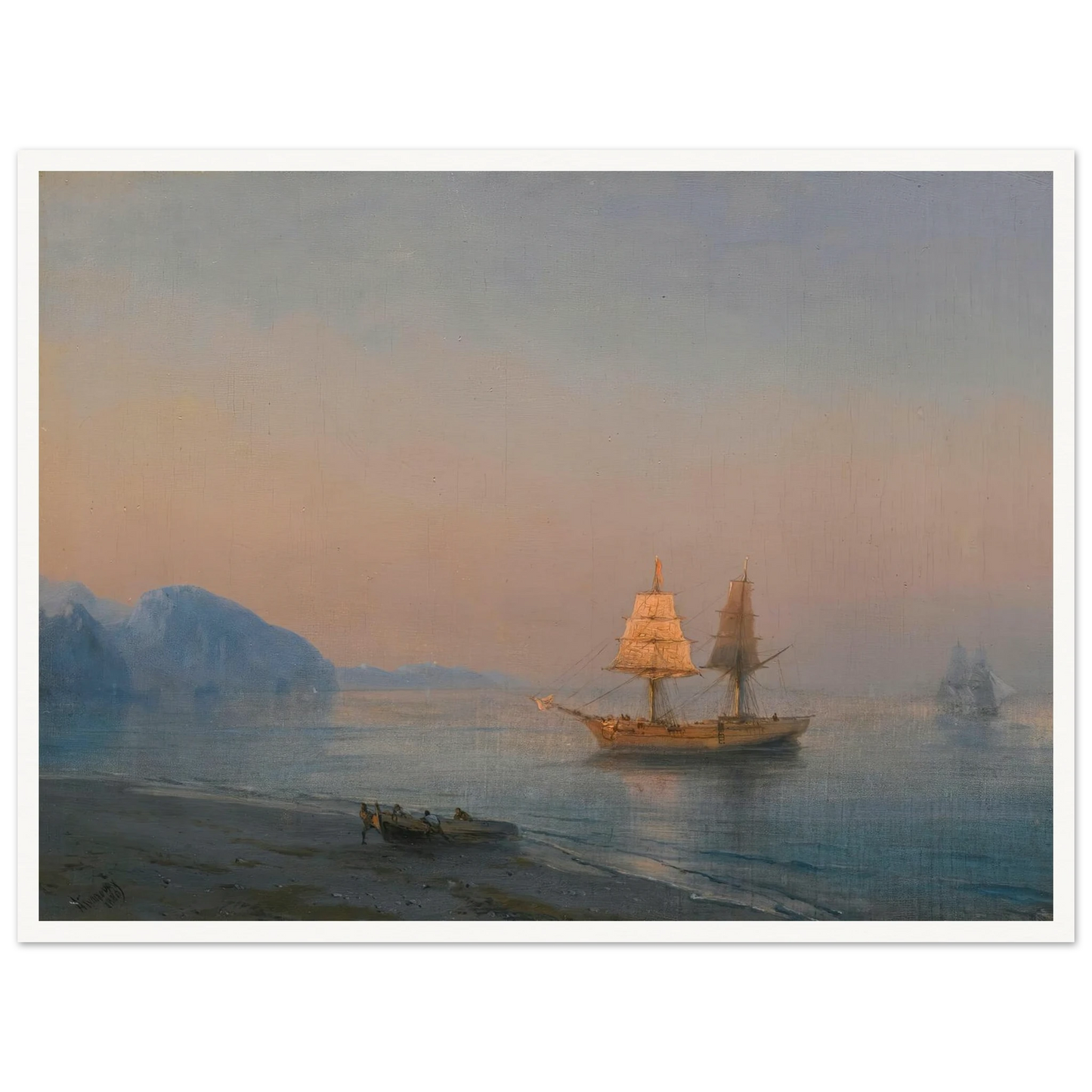 Morning In Yalta (1880) Art Print | Ivan Konstantinovich Aivazovsky - Framed Poster - 30x40 cm / 12x16″ - Black frame