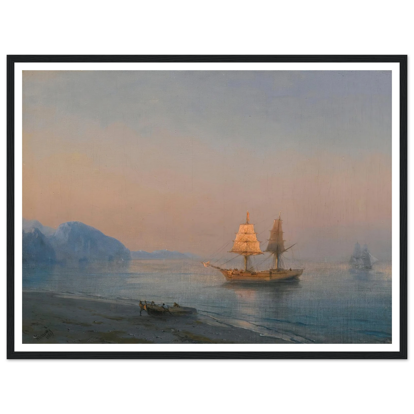 Morning In Yalta (1880) Art Print | Ivan Konstantinovich Aivazovsky - Framed Poster - 30x40 cm / 12x16″ - Black frame