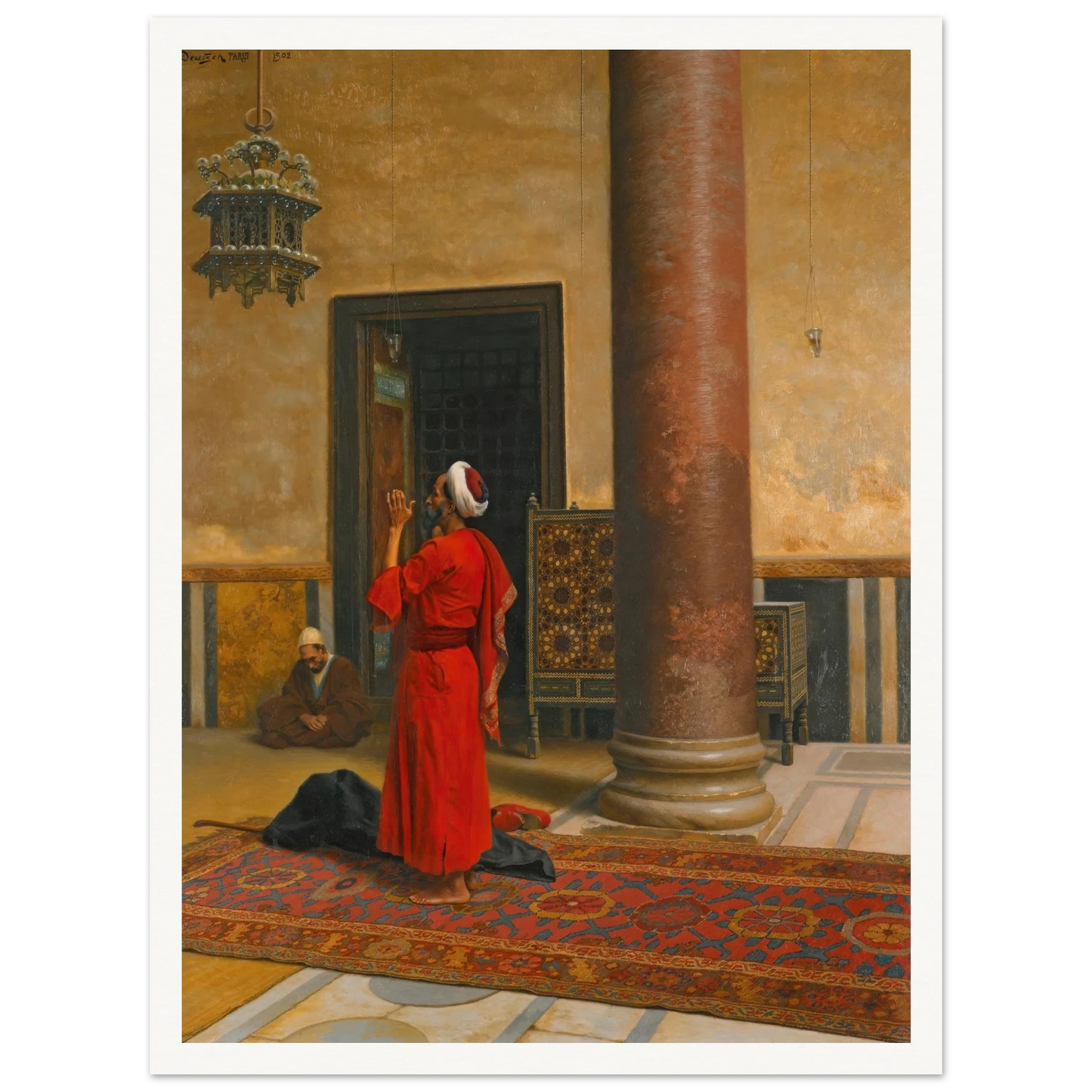 Morning Prayers (1902) Art Print | Ludwig Deutsch - Framed Poster - 30x40 cm / 12x16″ - Black frame