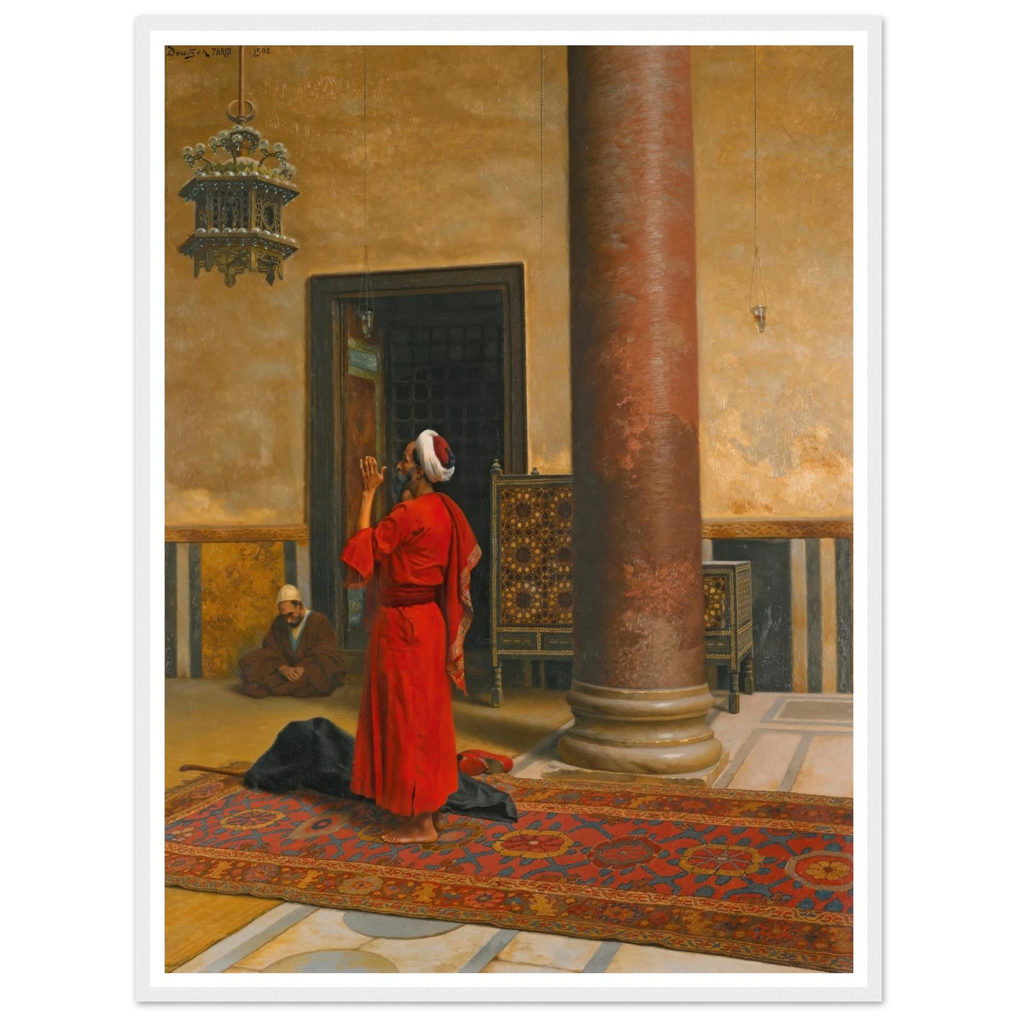 Morning Prayers (1902) Art Print | Ludwig Deutsch - Framed Poster - 30x40 cm / 12x16″ - Black frame