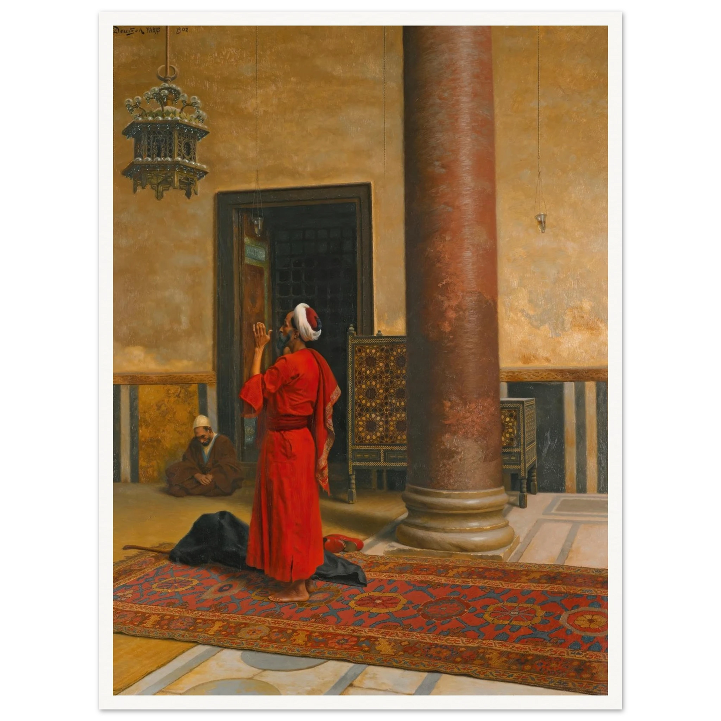 Morning Prayers (1902) Art Print | Ludwig Deutsch - Framed Poster - 30x40 cm / 12x16″ - Black frame