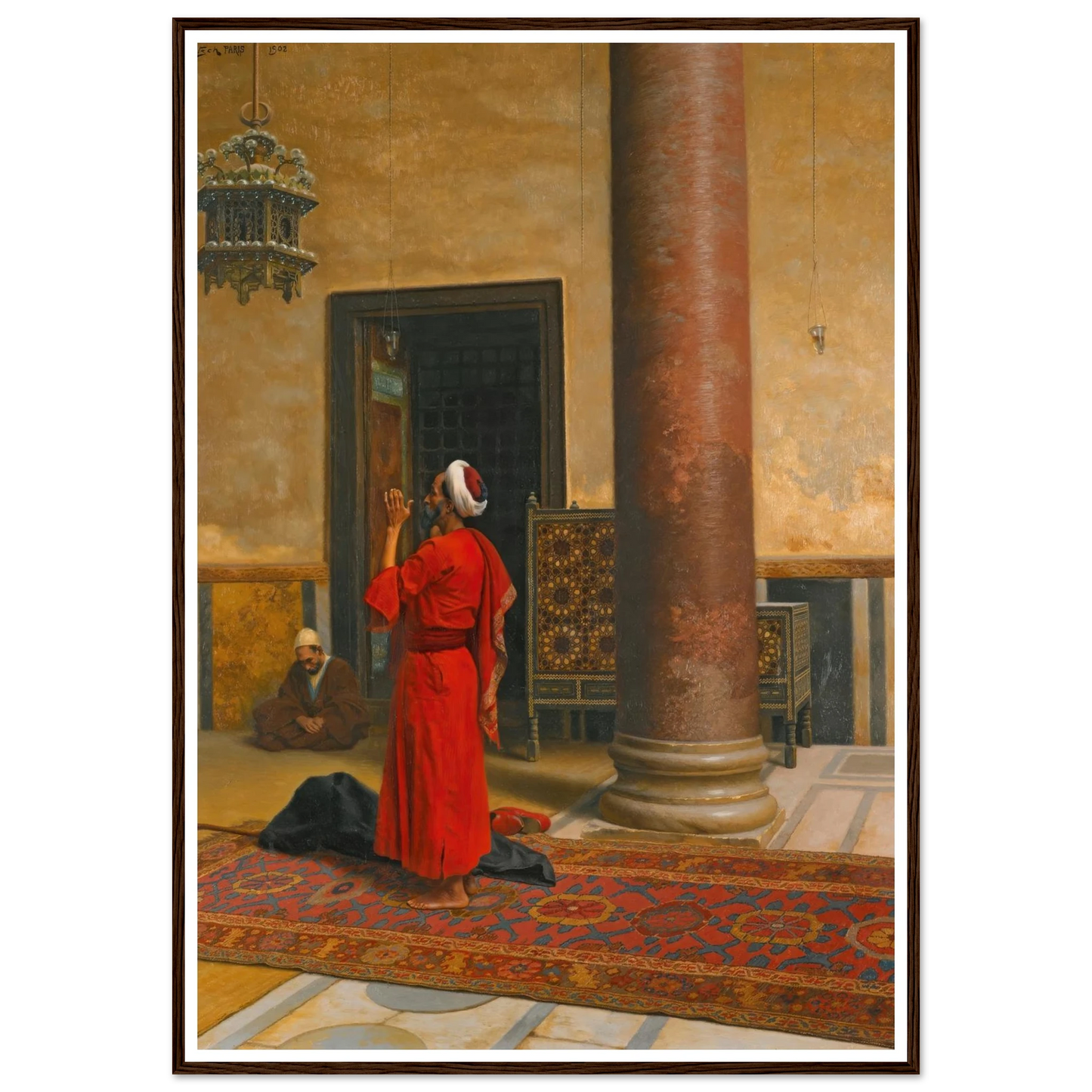 Morning Prayers (1902) Art Print | Ludwig Deutsch - Framed Poster - 30x40 cm / 12x16″ - Black frame