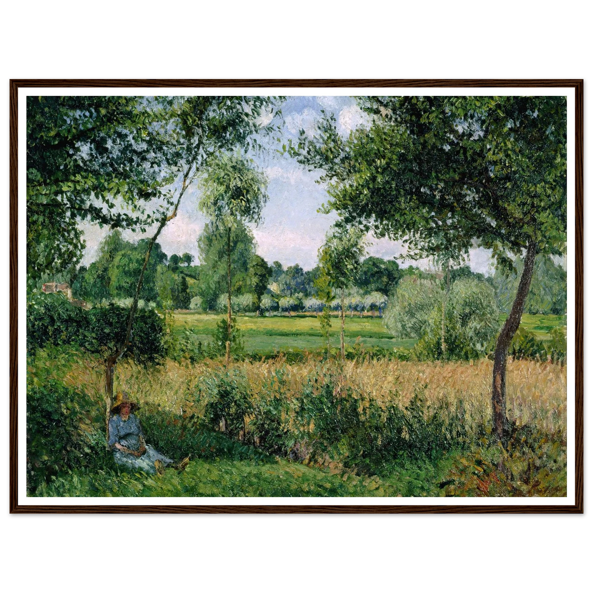 Morning Sunlight Effect, Eragny Art Print | Camille Pissarro - Framed Poster - 30x40 cm / 12x16″ - Black frame