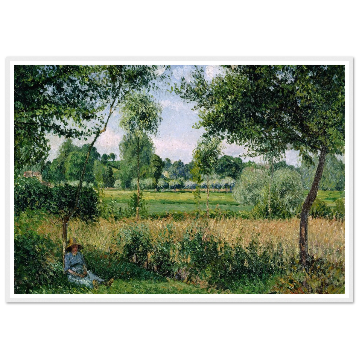 Morning Sunlight Effect, Eragny Art Print | Camille Pissarro - Framed Poster - 30x40 cm / 12x16″ - Black frame