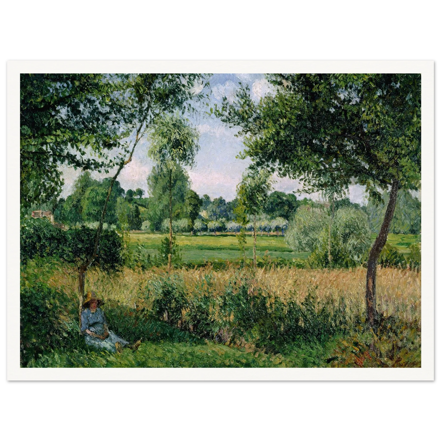 Morning Sunlight Effect, Eragny Art Print | Camille Pissarro - Framed Poster - 30x40 cm / 12x16″ - Black frame
