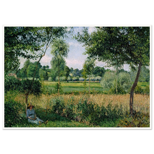 Morning Sunlight Effect, Eragny Art Print | Camille Pissarro - Framed Poster - 30x40 cm / 12x16″ - Black frame