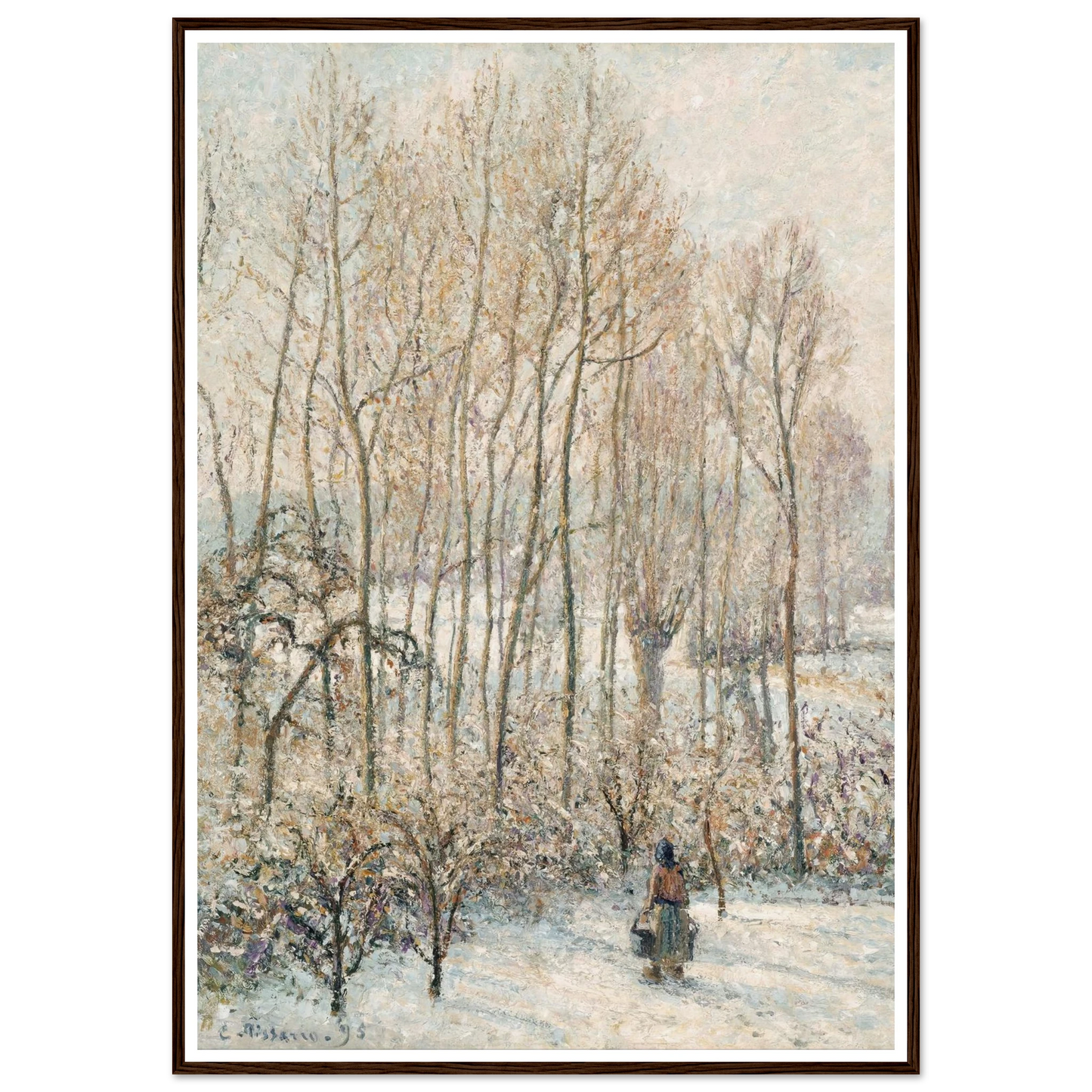 Morning Sunlight on the Snow, Eragny-sur-Epte (1895) Art Print | Camille Pissarro - Framed Poster - 30x40 cm / 12x16″ - Black frame
