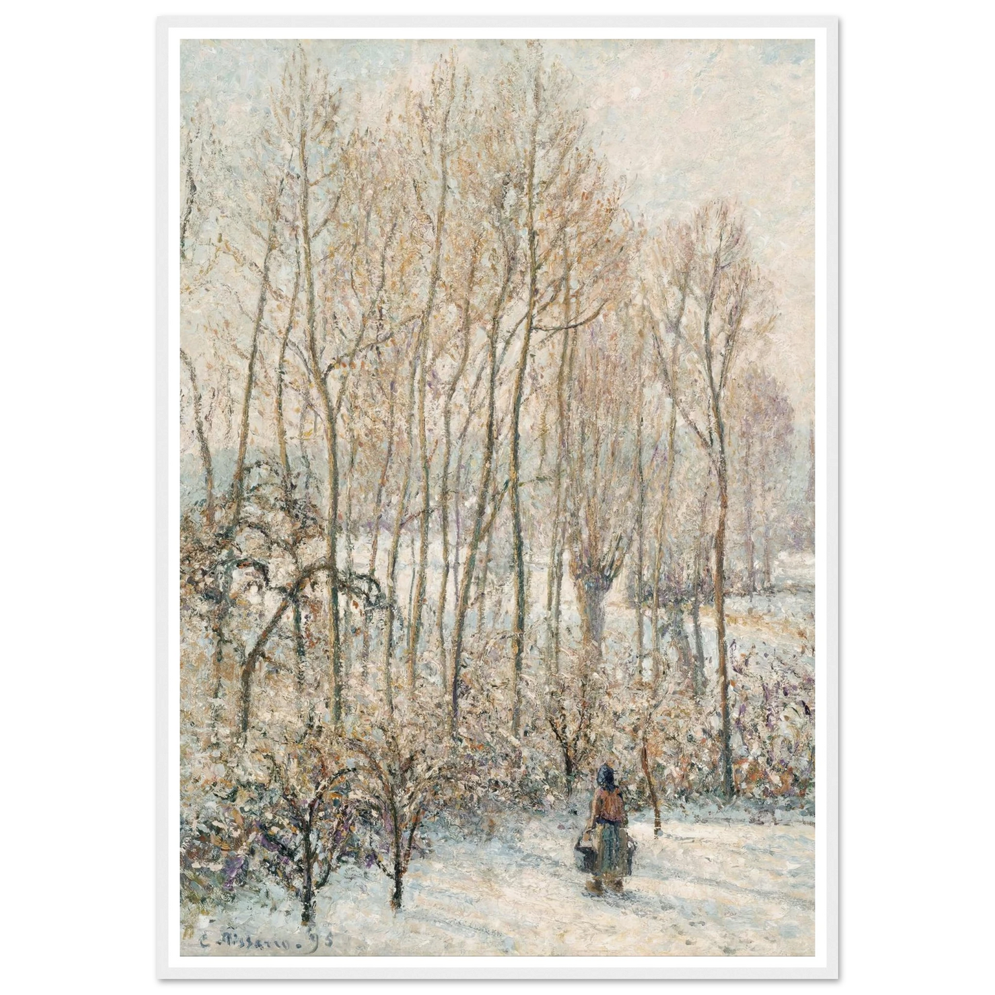 Morning Sunlight on the Snow, Eragny-sur-Epte (1895) Art Print | Camille Pissarro - Framed Poster - 30x40 cm / 12x16″ - Black frame