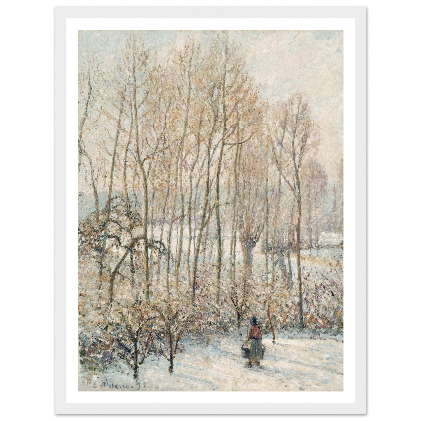 Morning Sunlight on the Snow, Eragny-sur-Epte (1895) Art Print | Camille Pissarro - Framed Poster - 30x40 cm / 12x16″ - Black frame