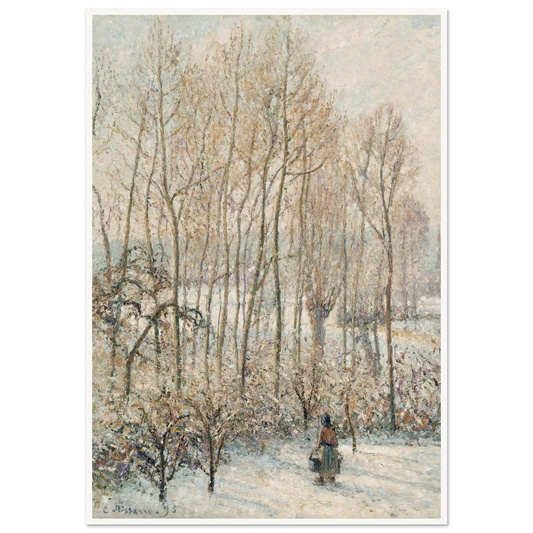 Morning Sunlight on the Snow, Eragny-sur-Epte (1895) Art Print | Camille Pissarro - Framed Poster - 30x40 cm / 12x16″ - Black frame