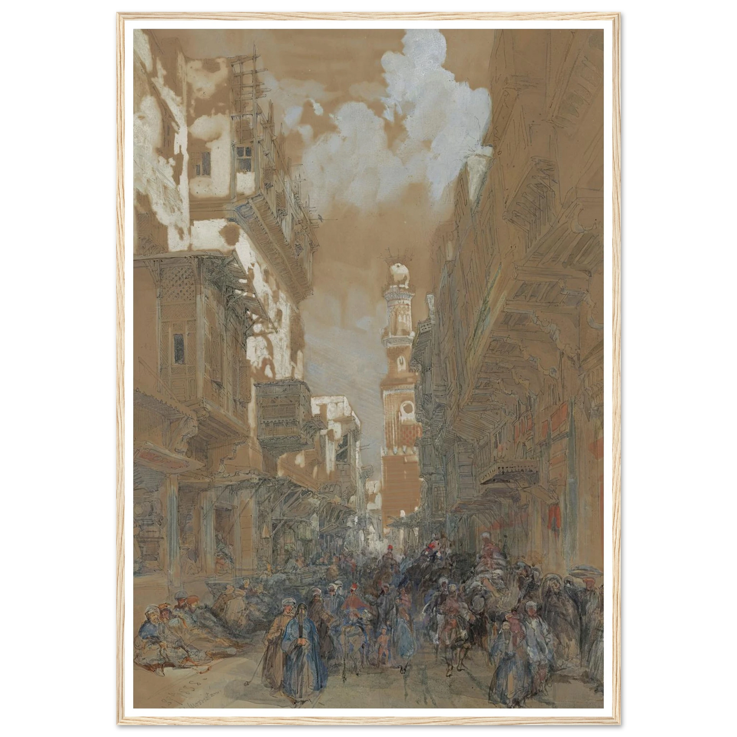 Mosque, El Mooristan, Cairo, Egypt (1838) Art Print | David Roberts - Framed Poster - 30x40 cm / 12x16″ - Black frame