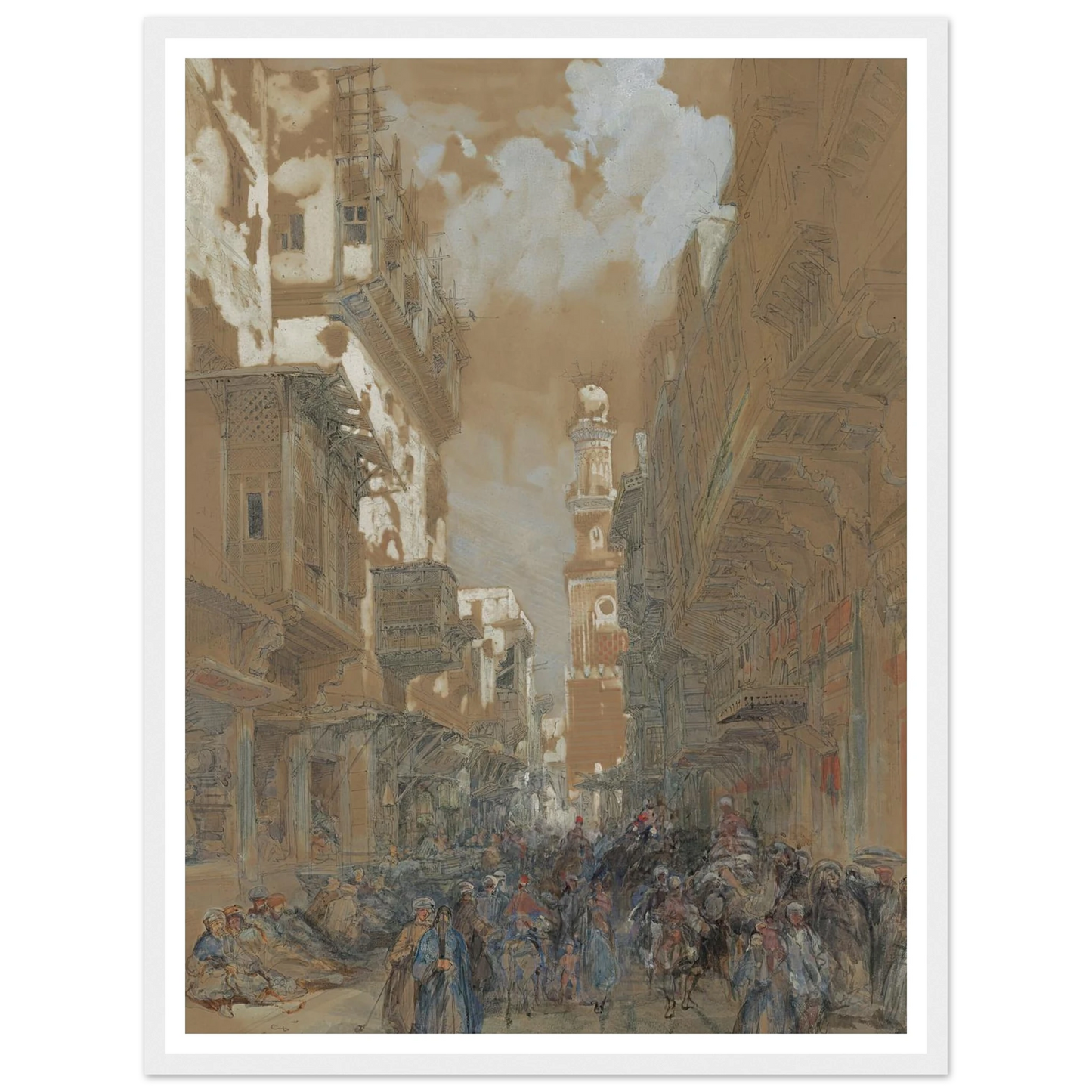 Mosque, El Mooristan, Cairo, Egypt (1838) Art Print | David Roberts - Framed Poster - 30x40 cm / 12x16″ - Black frame