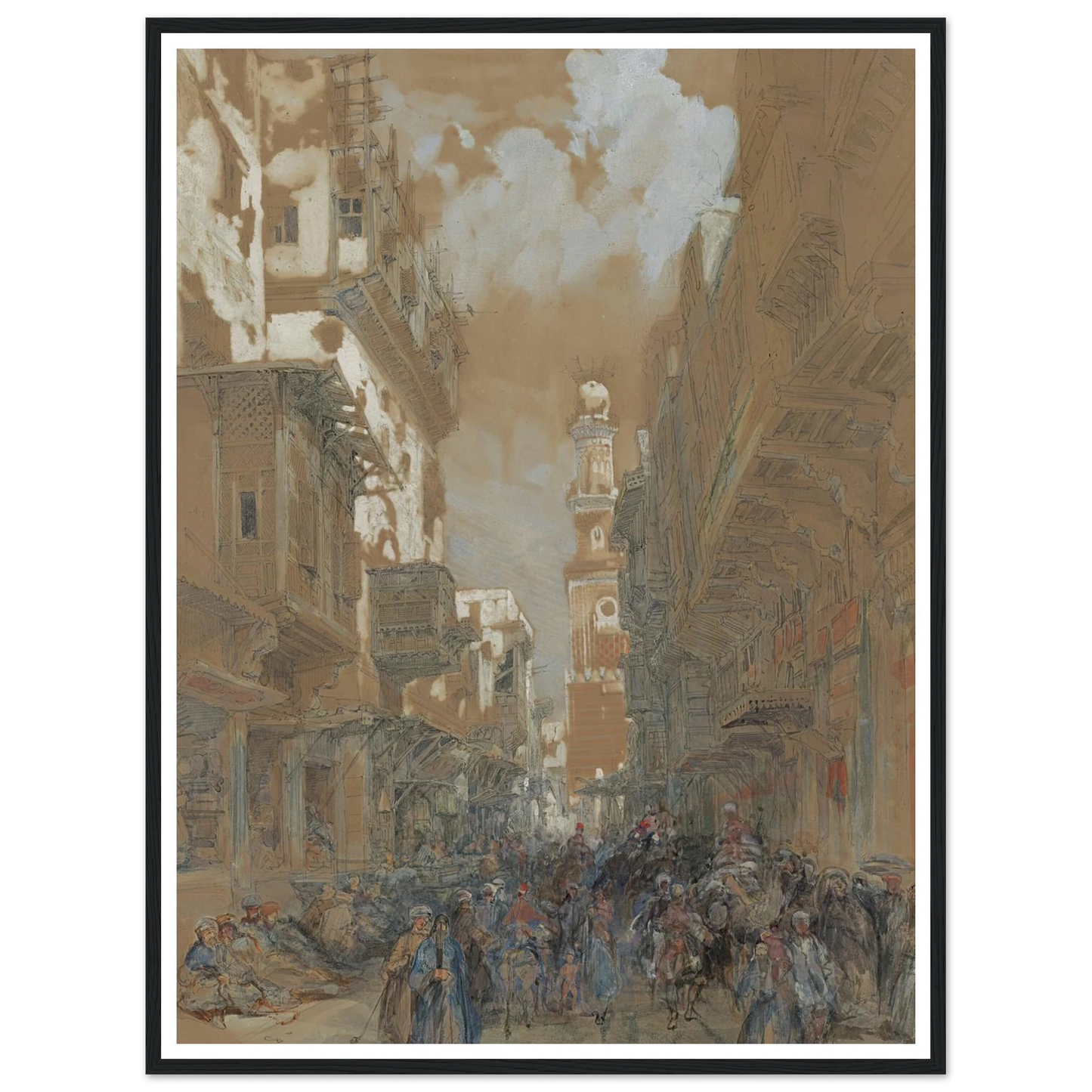 Mosque, El Mooristan, Cairo, Egypt (1838) Art Print | David Roberts - Framed Poster - 30x40 cm / 12x16″ - Black frame