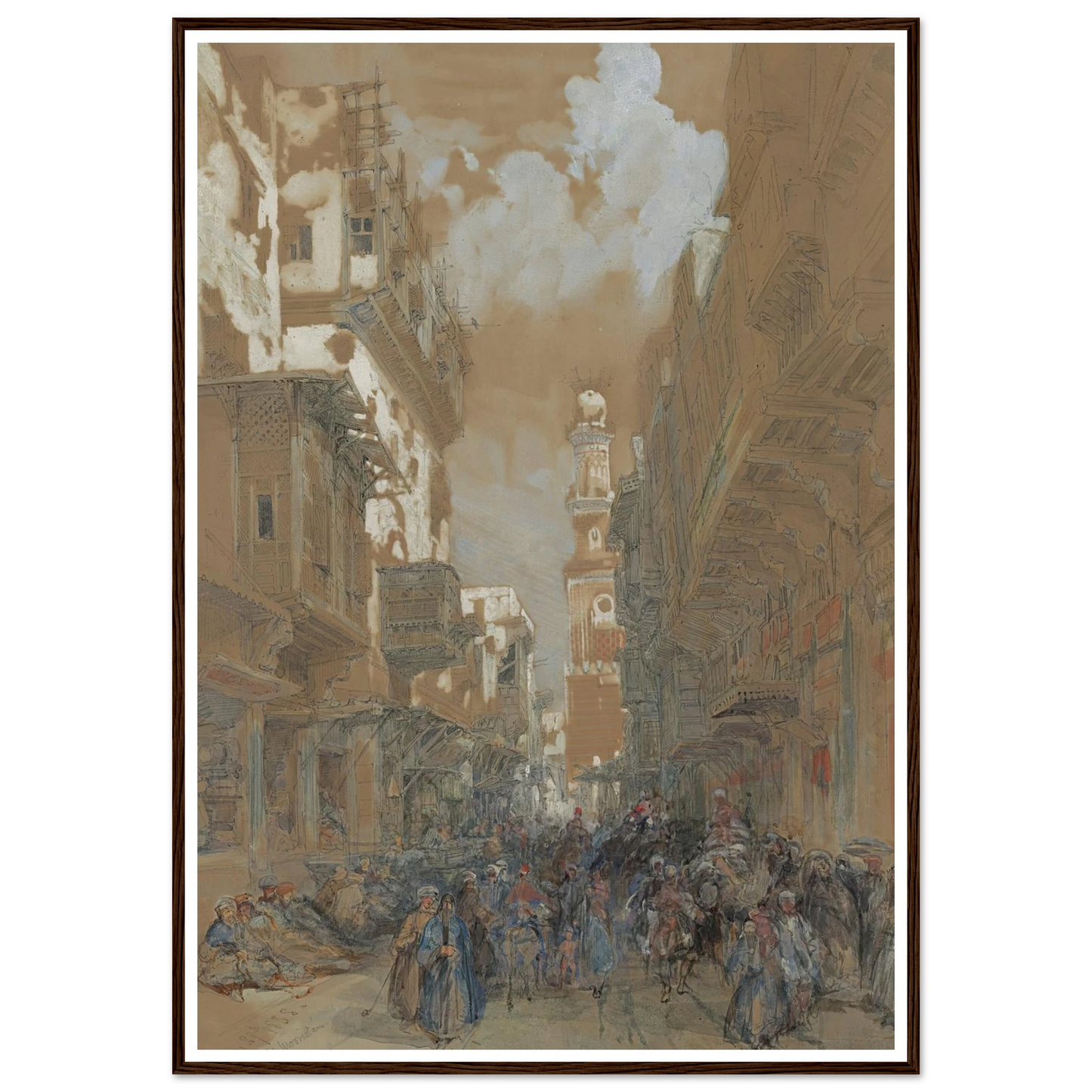 Mosque, El Mooristan, Cairo, Egypt (1838) Art Print | David Roberts - Framed Poster - 30x40 cm / 12x16″ - Black frame