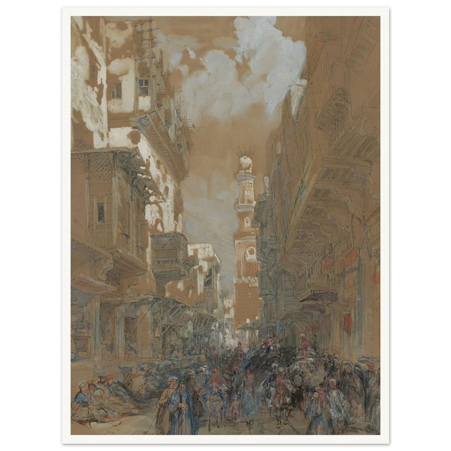 Mosque, El Mooristan, Cairo, Egypt (1838) Art Print | David Roberts - Framed Poster - 30x40 cm / 12x16″ - Black frame