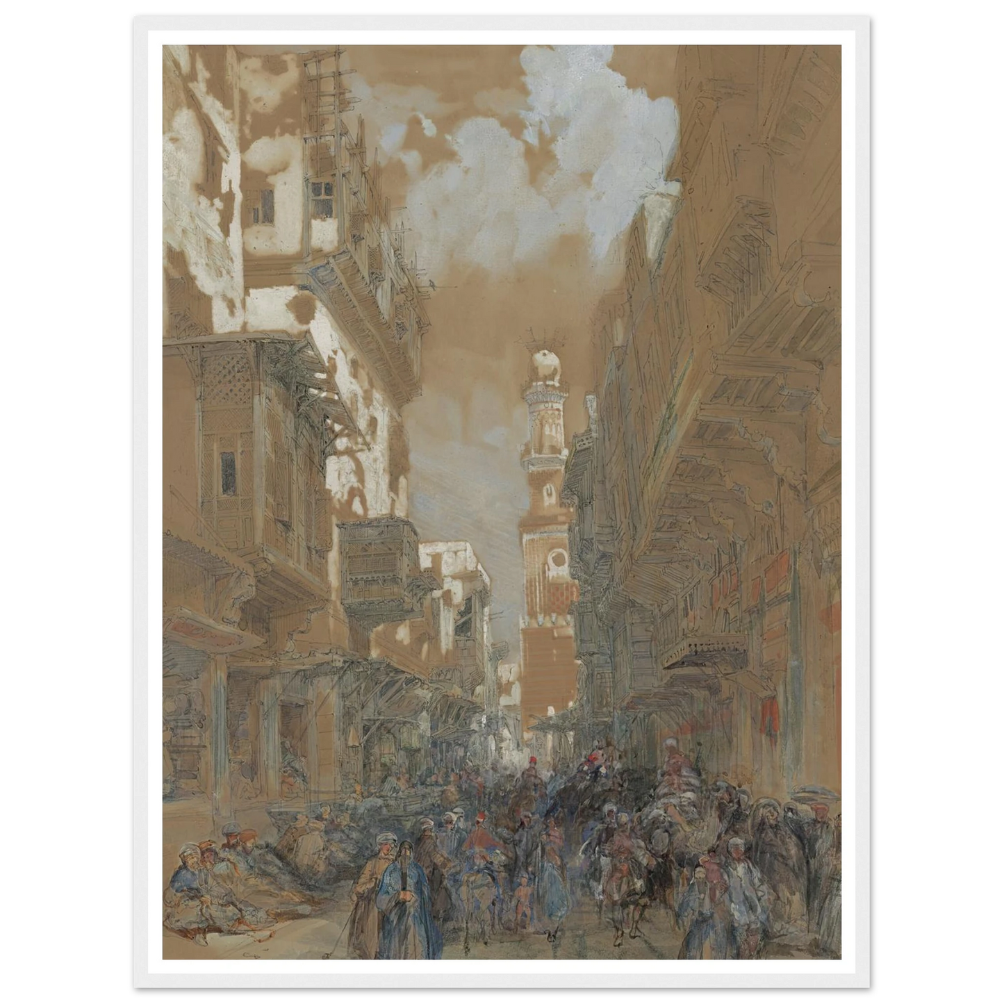 Mosque, El Mooristan, Cairo, Egypt (1838) Art Print | David Roberts - Framed Poster - 30x40 cm / 12x16″ - Black frame