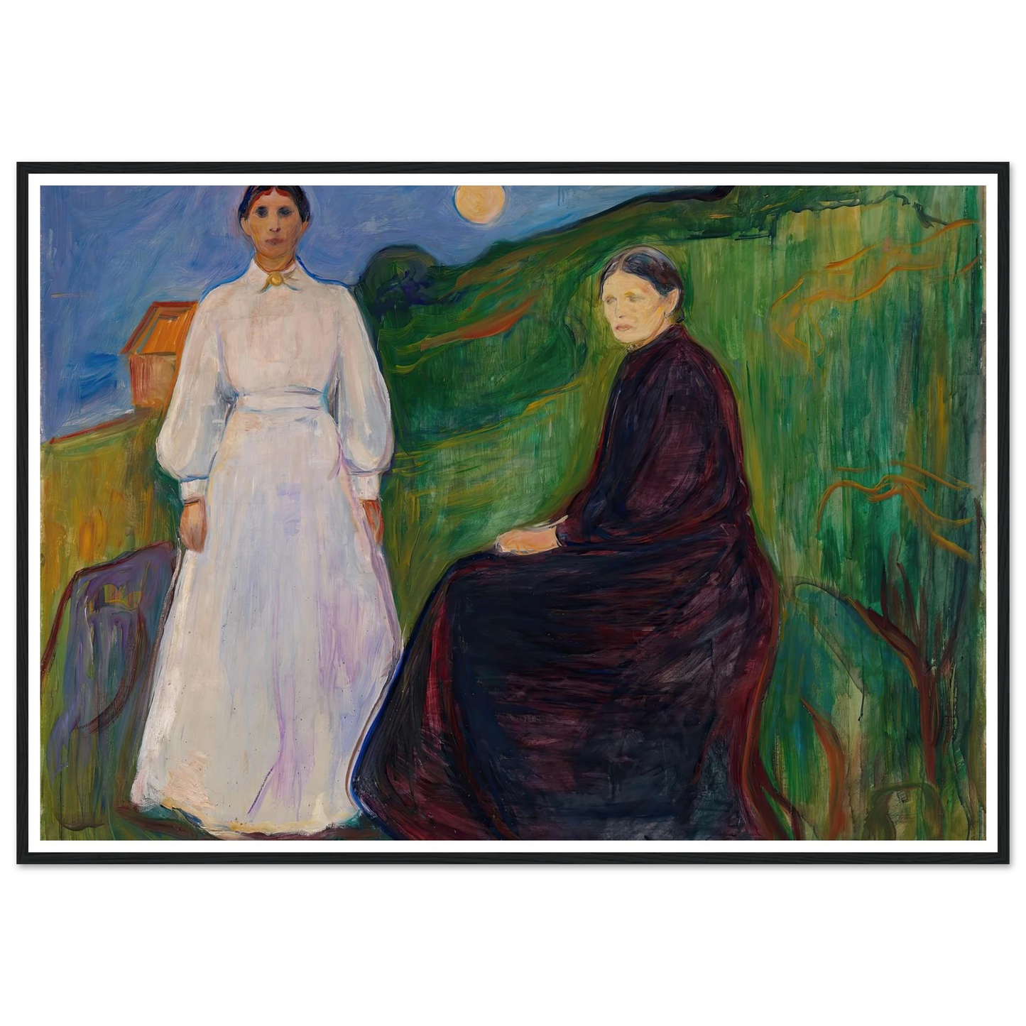 Mother and Daughter (1897 - 1899) Art Print | Edvard Munch - Framed Poster - 30x40 cm / 12x16″ - Black frame