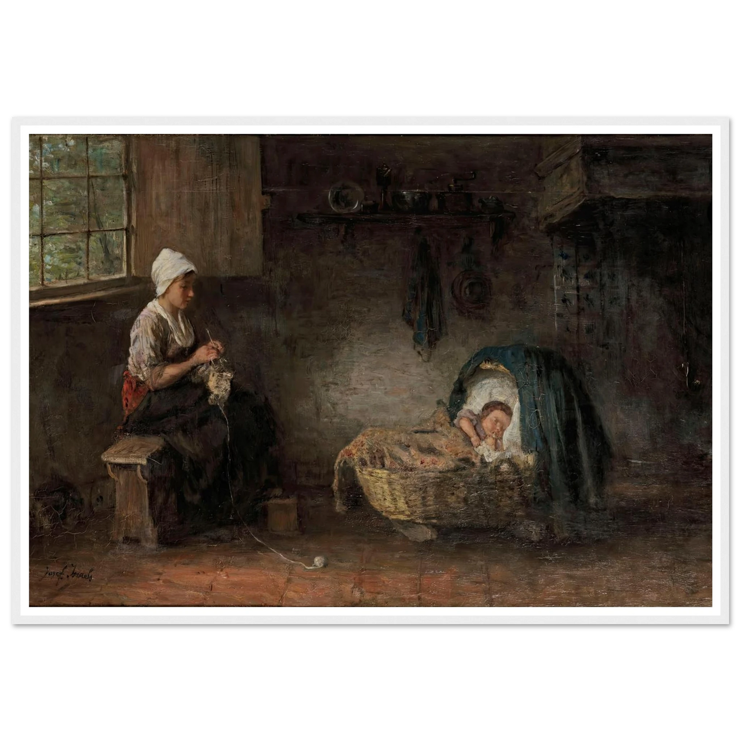 Mother’s treasure Art Print | Jozef Israels - Framed Poster - 70x100 cm / 28x40″ - Black frame