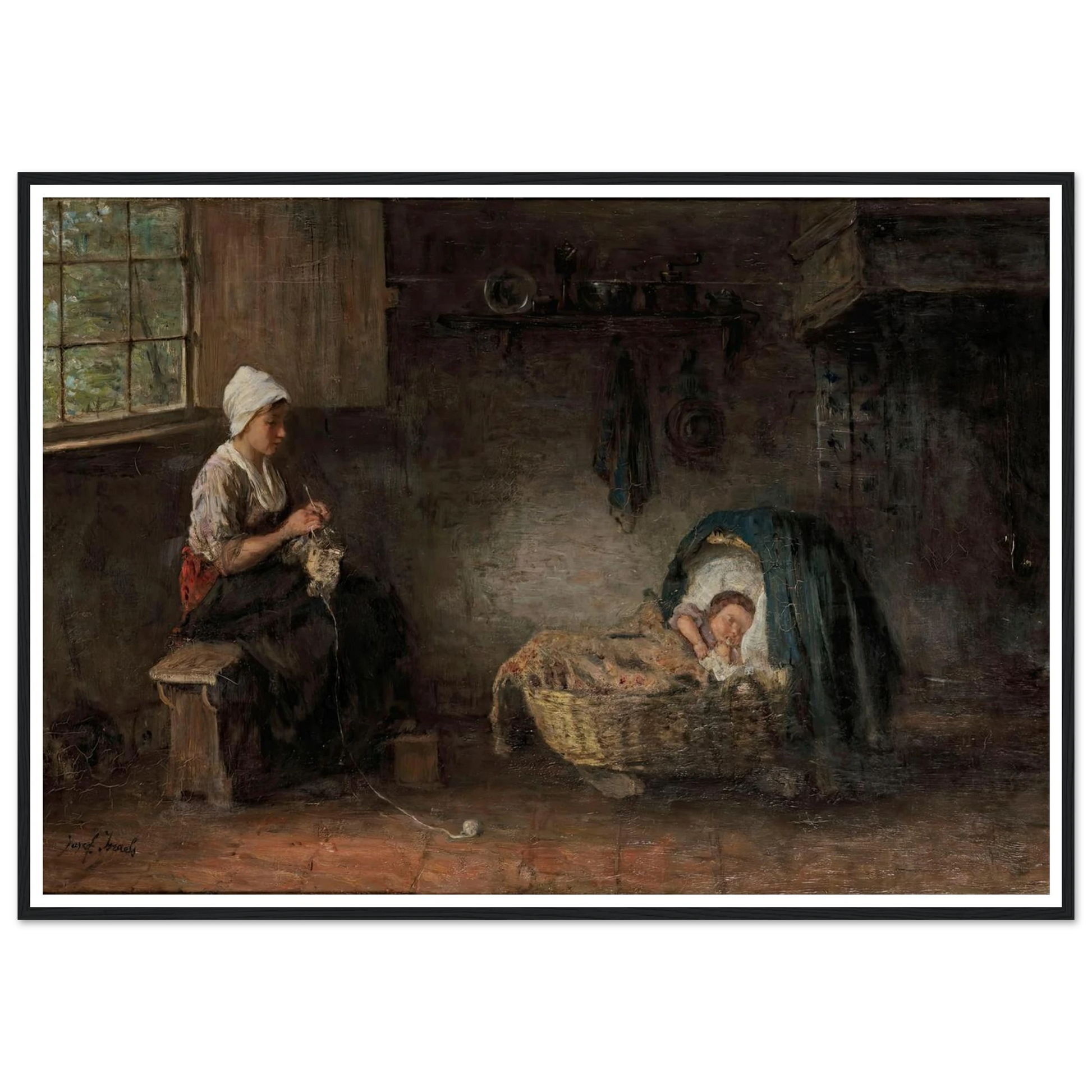 Mother’s treasure Art Print | Jozef Israels - Framed Poster - 70x100 cm / 28x40″ - Black frame