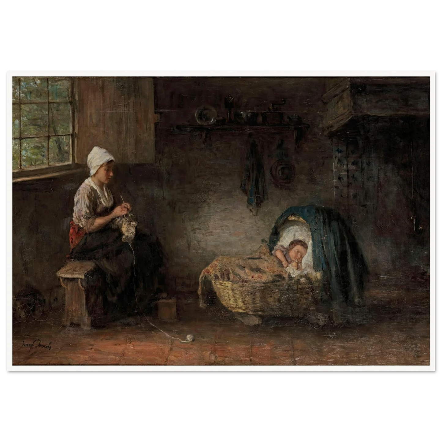 Mother’s treasure Art Print | Jozef Israels - Framed Poster - 70x100 cm / 28x40″ - Black frame