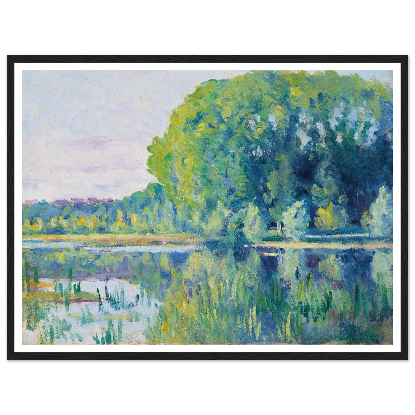 Moulineux, L’Etang (c. 1900–1905) Art Print | Maximilien Luce - Framed Poster - 30x40 cm / 12x16″ - Black frame