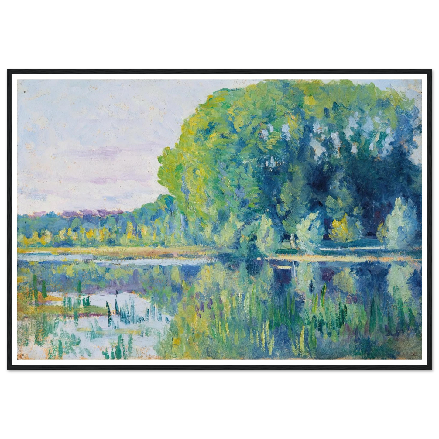 Moulineux, L’Etang (c. 1900–1905) Art Print | Maximilien Luce - Framed Poster - 30x40 cm / 12x16″ - Black frame