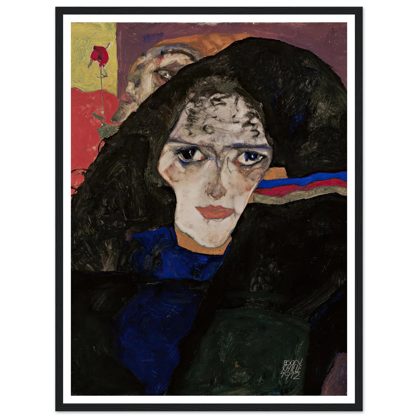 Mourning Woman (1912) Art Print | Egon Schiele - Framed Poster - 30x40 cm / 12x16″ - Black frame