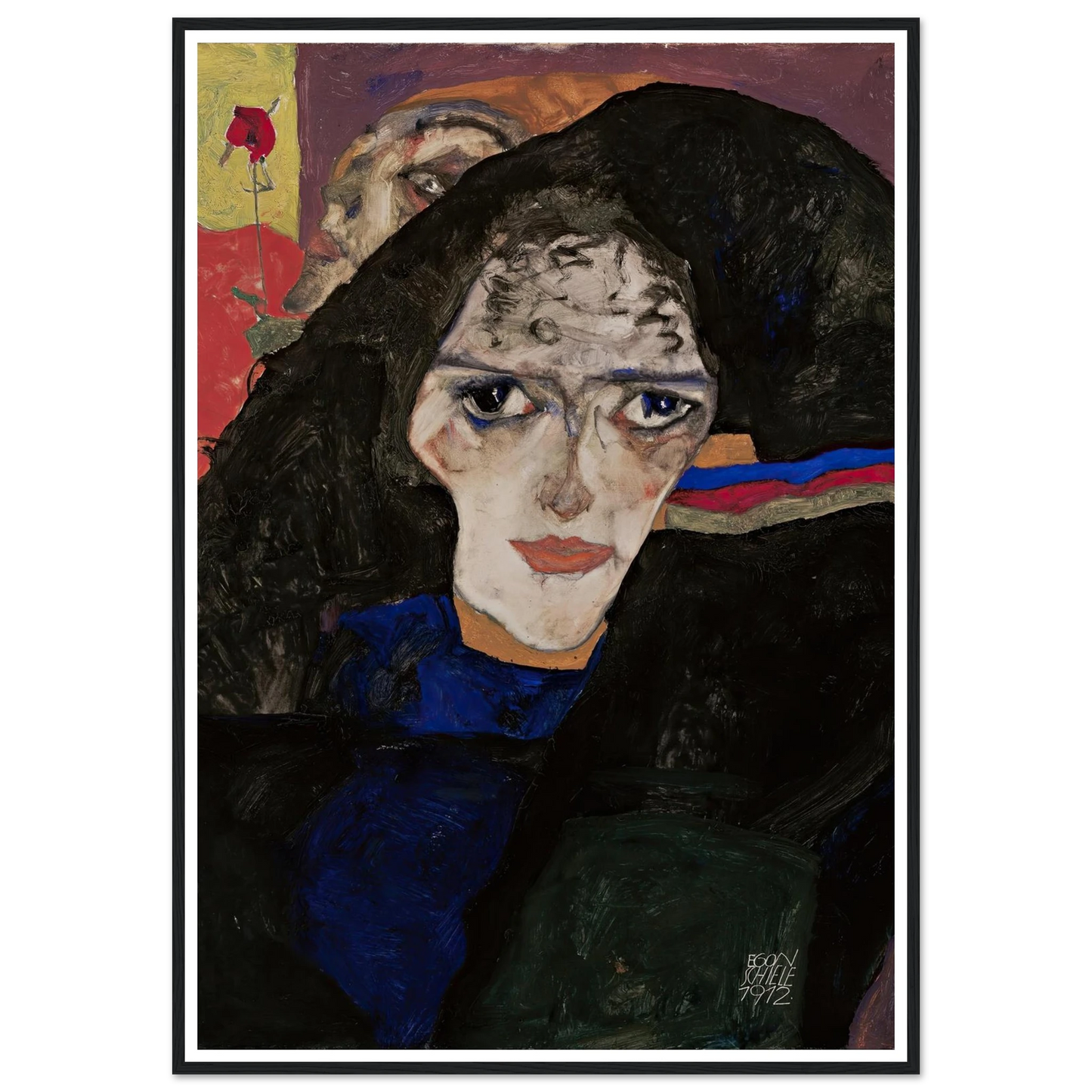 Mourning Woman (1912) Art Print | Egon Schiele - Framed Poster - 30x40 cm / 12x16″ - Black frame