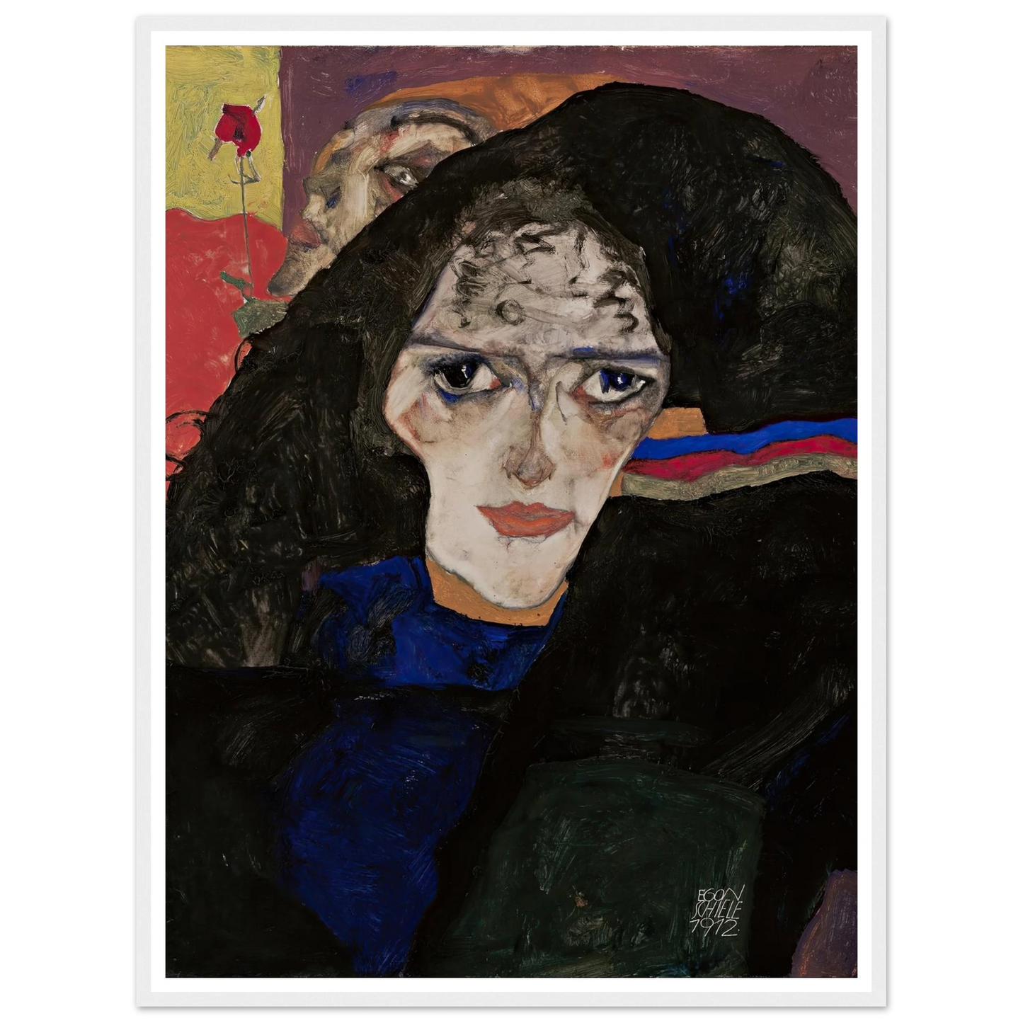 Mourning Woman (1912) Art Print | Egon Schiele - Framed Poster - 30x40 cm / 12x16″ - Black frame