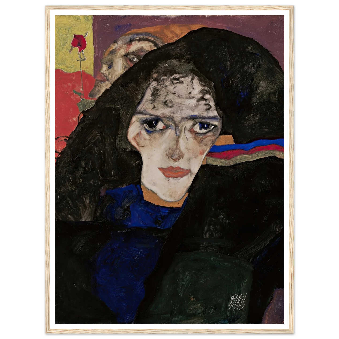 Mourning Woman (1912) Art Print | Egon Schiele - Framed Poster - 30x40 cm / 12x16″ - Black frame