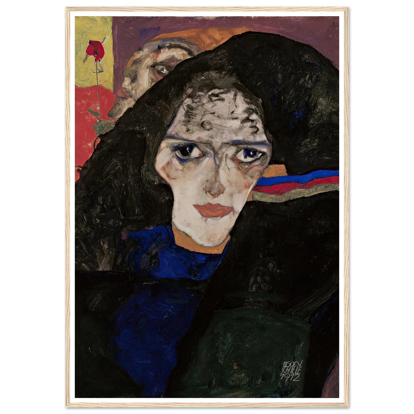 Mourning Woman (1912) Art Print | Egon Schiele - Framed Poster - 30x40 cm / 12x16″ - Black frame